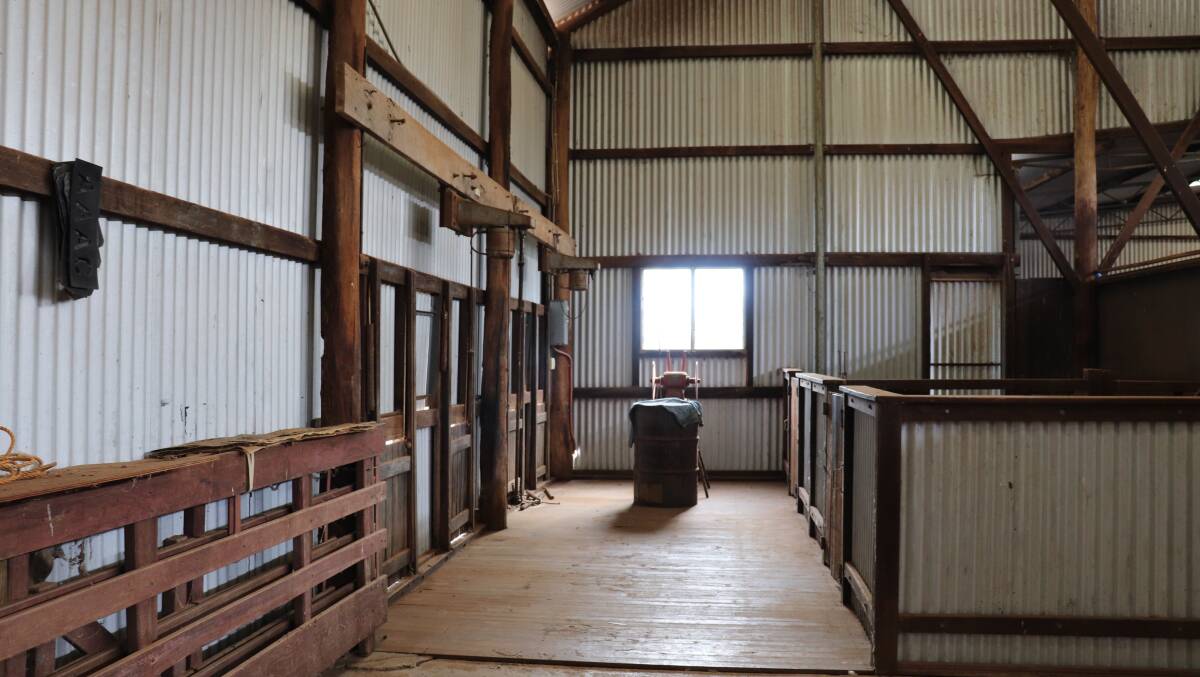 The shearing shed has been well-maintained since it was built in 1912 and modified in 1976. A portion of the old shed was retained, which is pictured.