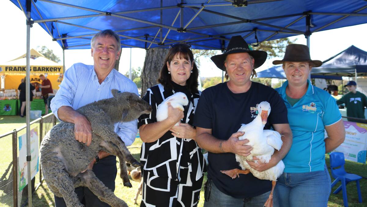 Roe MLA, The National WAs Peter Rundle (left), with his wife Andrea and Justin and Kristy Wishart, Old Macdonalds Travelling Farm, Pinjarra.