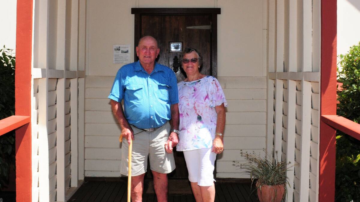  Don and Dossy (Dorothy) Miller celebrating their 60th wedding anniversary last year. They are pictured in front of the church in which they were married in 1962, but it has been relocated from the centre of Cowaramup to nearby Taunton Farm Caravan Park.