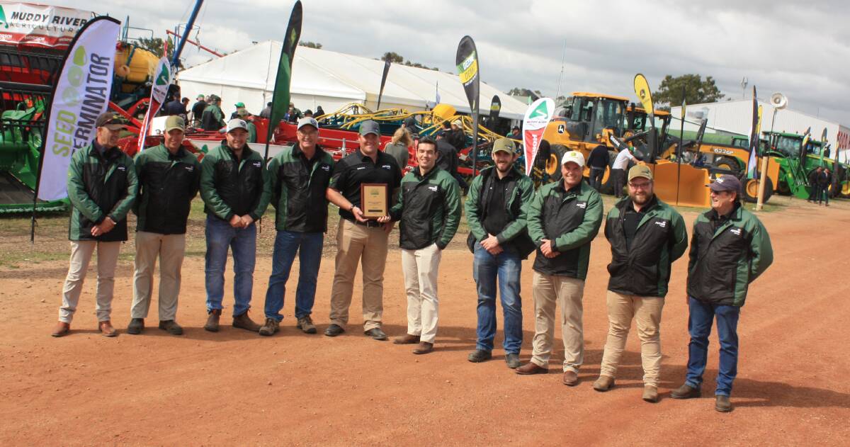 The AFGRI Equipment team ready to celebrate after the company won Most Outstanding Exhibitor award at last week's Dowerin GWN7 Machinery Field Days. It was the first time the company had won the award at the field days following on from a similar award at the McIntosh & Son Mingenew Midwest Expo.
