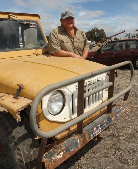  Giovanna Leusciatti, Kojonup, next to a Suzuki ute which attracted a lot of interest as a potential vehicle for shooting foxes. "Would be ideal if the windscreen could be pushed down," one farmer quipped. It sold on a single bid of $200.