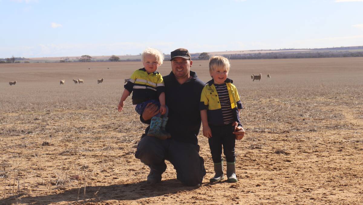 Bruce Rock farmer Callan Butler with sons Ollie and Mason.
