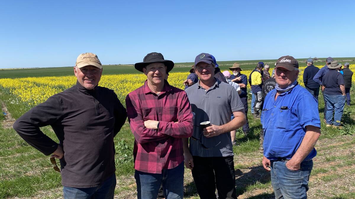 Perfect riding conditions and a wide variety of crop trials, discussion and sightseeing brought plenty of smiles during the ADAMA Australia 2-Wheel Trial Tour through the northern WA Wheatbelt, including from Paul OMeehan (left), Borden, John Young, Calingiri, Chris Somers, Nunile and Ron Ridgeway, Beverley.