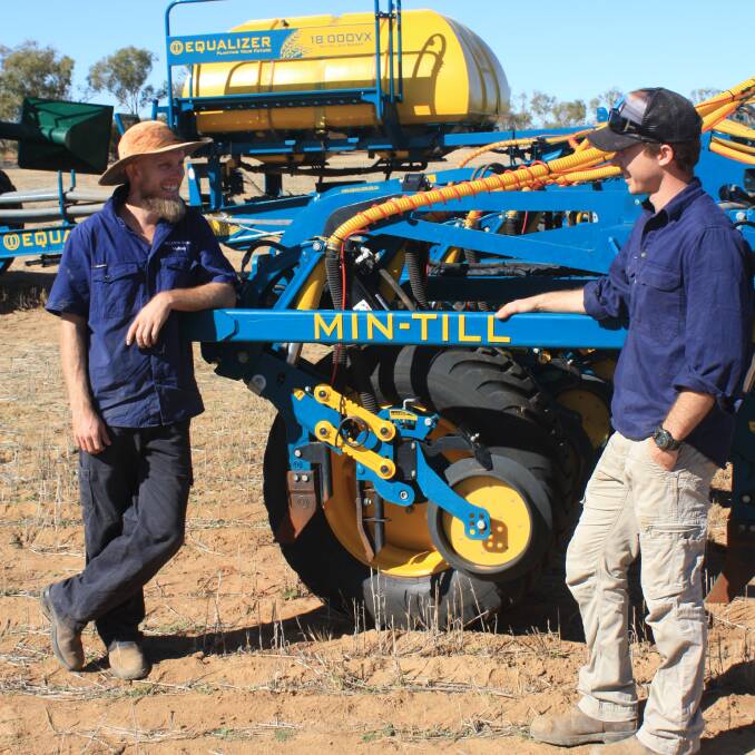 All over for another season... East Wubin farmers Michael Cail (left) and his brother Darren are focused on spraying programs after completing a 12,000 hectare cropping program using two 18.2 metre Equalizers.