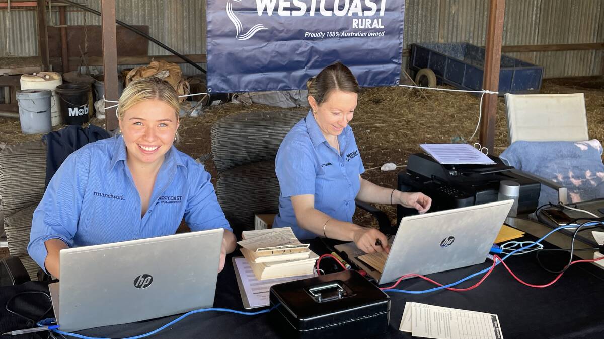 Westcoast Wool & Livestock, Bibra Lake staff members Lillian Gibson (left), sales administration and Cara Johnson, sales administration manager, ensured all the sale details were correctly processed for the Minston Park clearing sale.