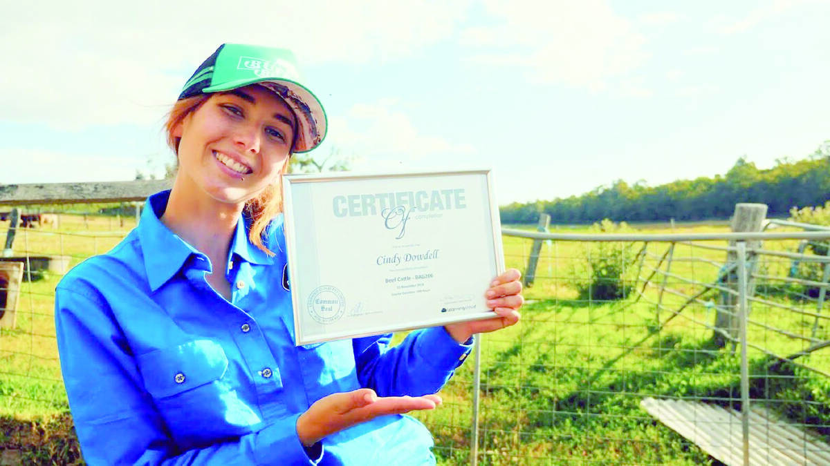  Ms Dowdell worked towards a Certificate in Beef Management while on maternity leave with Paradise Enterprises.