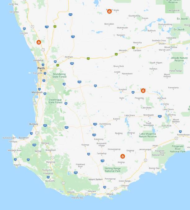 Mr Nicoletti's investments include properties at Borden, Hyden, Beermullah and two at Beacon, which cover about 26,000ha. Google Maps: Map data 2020.