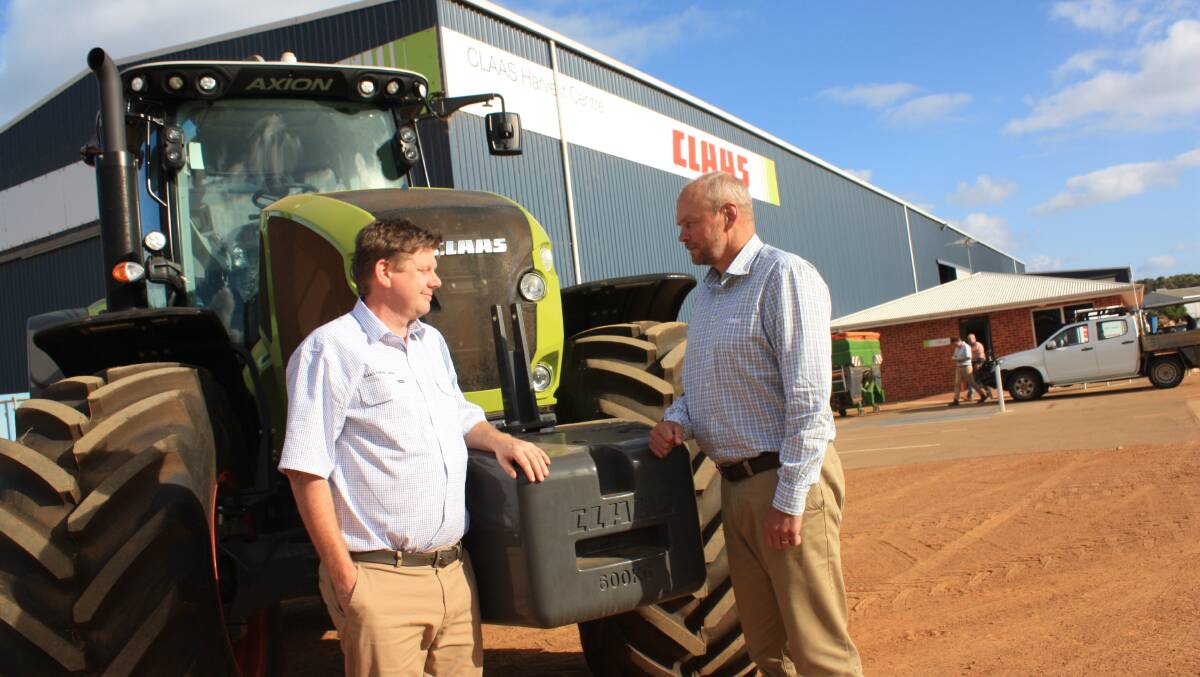 CLAAS Harvest Centre branch manager Damien O'Neill (left) and Landpower chief executive officer Richard Wilson.