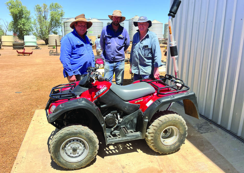 Ian Pike (left), Chapman Valley, Josh Goul, Northampton and Graeme Warr, Yuna with the Suzuki quad bike that sold for $3600 and is heading to a new home in Derby.