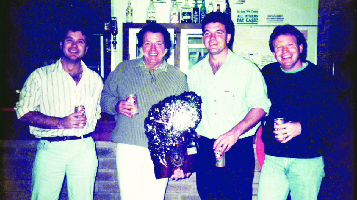  Bob Hall, second left, with his sons James, Richard and David in 1991 celebrating 25 years of service in Darkan.