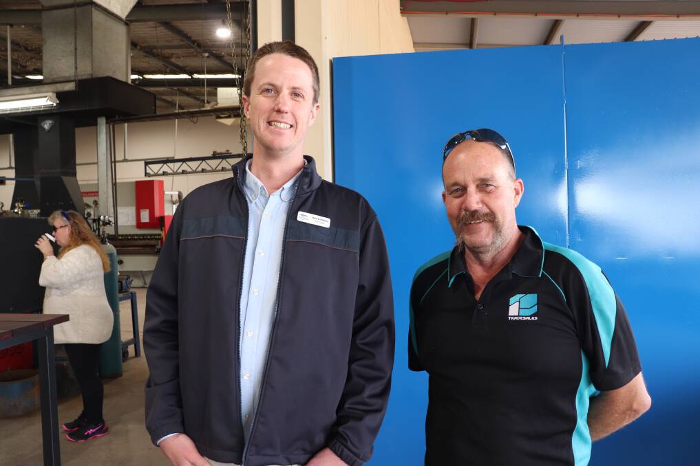 WACOA Cunderdin VOC trainer in furnishing and automative Henry Hickson (left), with maintenance and relief trainer Gary West.