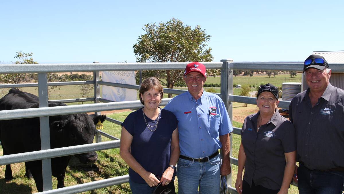 Buyers of two bulls at the sale Christine (left) and John Bendotti, G & B Bendotti, Pemberton, with Kerry and Colin Thexton, Independent Rural Agents, Pemberton.