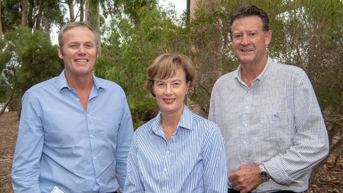 Newly appointed Grains, Seeds and Hay Industry Funding Scheme Management Committee chairman Rohan Day with members Anne Wilkins and Rod Birch.