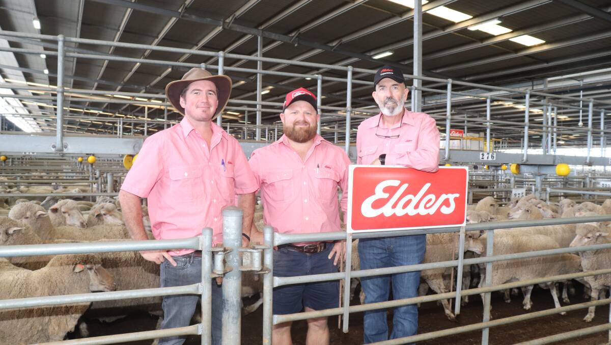Elders newest additions, Elders Mid West agent Greg Wootton and Elders auctioneer and livestock agent Jay Macdonald, with Elders State livestock and wool manager Dean Hubbard.