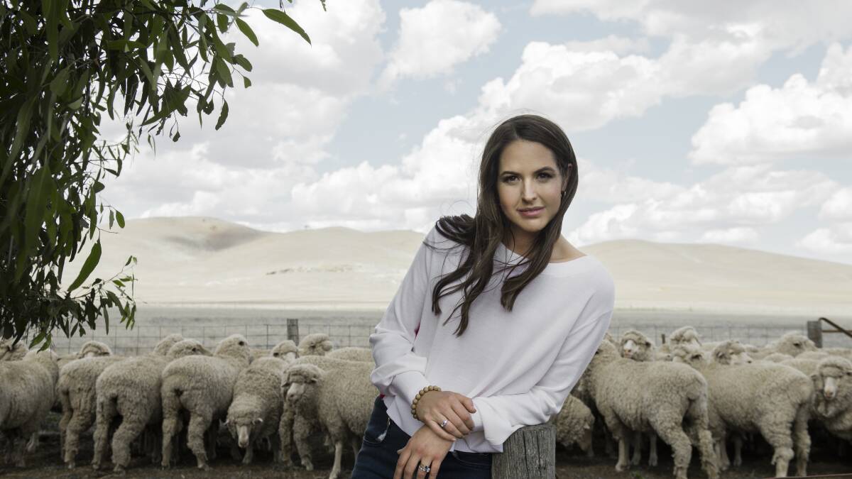 Iris and Wool founder Emily Riggs models some of her 100 per cent Merino wool creations, inspired by the natural landscape of the South Australian pastoral property she calls home. She believes Merino wool is the best fibre in the world and is proud her brand is able to educate and showcase wool to its full potential.