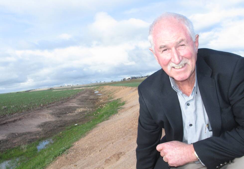 Quairading farmer Darryl Richards has removed this Whittington Interceptor Bank from his property since this photograph was taken in 2014. He has graded out 30 kilometres of banks as part of a re-design of his property to crop in straight lines.