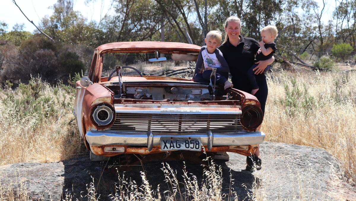 The Silos and Wave Rock Country Cottage business owner Chloe Tienhoven, with two of her three kids, Seb (5) and Meeks (20 months).
