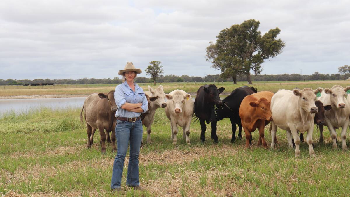 Ange and Trent Rogers purchased Millview Farm at Coolup in 2018. Ange is with some of their steers.
