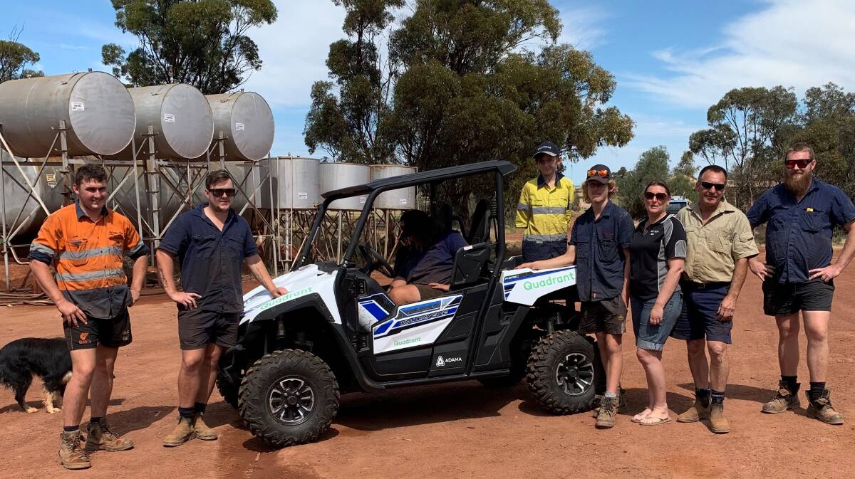 The Sutherland family at Dalwallinu were all smiles when they were handed the keys to the new Yamaha Wolverine quad bike as winners of the Adama Quadrant competition this year. Paul Sutherland joked that the timing could not have been worse, as with five sons, including a couple home on holidays, all present at time of delivery, there was little opportunity for him to enjoy the Wolverine.