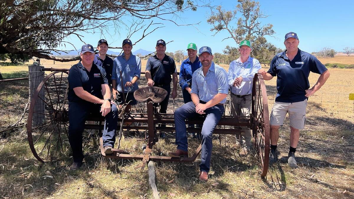 Delta Ag WA CEO Warren Stirrat (left), Delta Ag commercial manager Regan Dent, previous WA Youth Cattle Handlers Camp (WAYCHC) attendee Robert Smith, Delta Ag animal health business development manager Darren Hendry, previous WAYCHC attendee Zoe Skinner, WAYCHC chairman Clint Gartrell, Abbey Animal Health WA business manager Darren Rutley and Albany Peter Graham Co branch manager Troy Leo. Photo by Jacqui Pieper Photography.