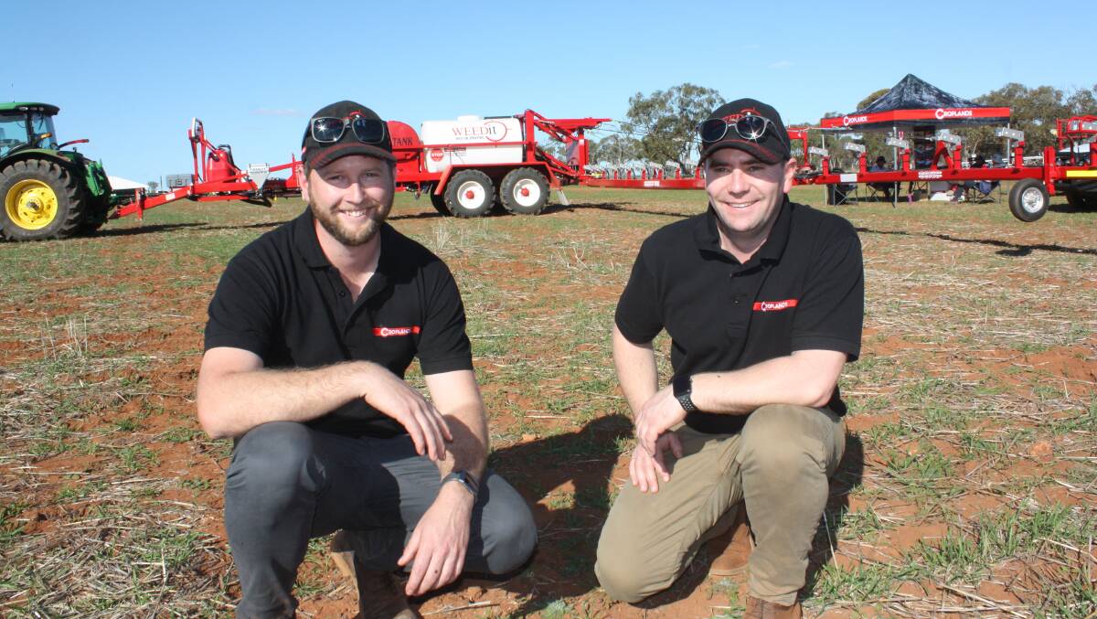 Croplands specialist technician Ryan Cale (left) and new Croplands WA territory manager Scot Craig are ready for a series of demonstrations next month showcasing the new WEED-it Quadro cameras in a collaboration between Croplands, Sonic Boomsprays and AFGRI Equipment dealerships. 