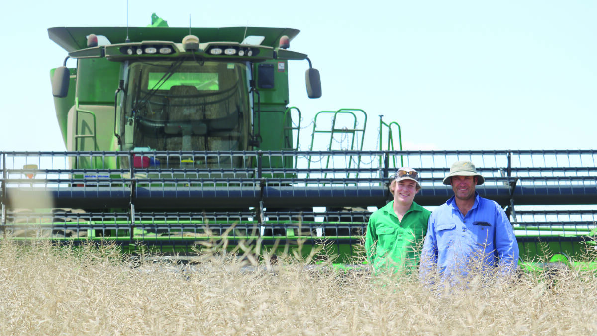 Geraldton farmers Jack (left) and Aaron Edwards finished harvest on December 1. Despite challenging conditions over the growing season they were reasonably happy with how harvest went.
