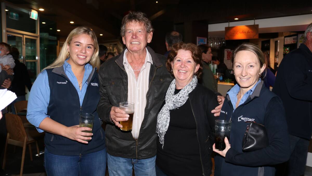 Westcoast Rural staff at the companys conference at The Vines, Swan Valley, last week included Lillian Gibson (left), sales administration, Bibra Lake, Barry Gangell, livestock representative, Kulin, Marie Edwards, real estate administration, Bibra Lake and Cara Johnson, contract manager, Bibra Lake.