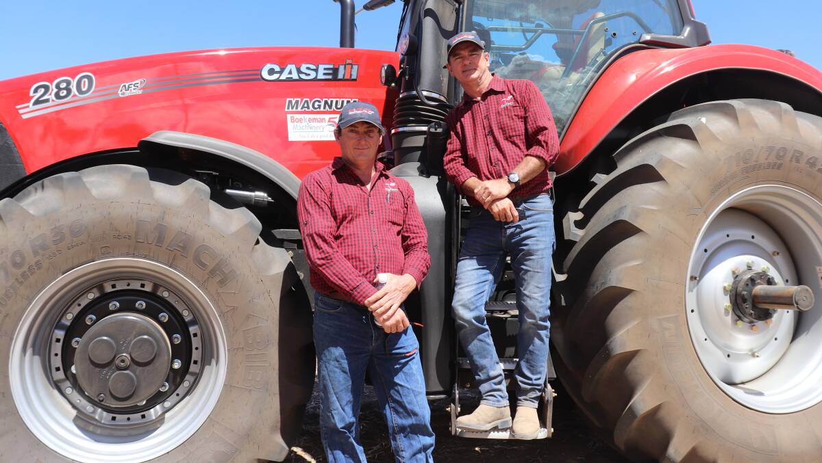 Peter Crippen (left) and Russell Harvey, both from Boekeman's Dowerin dealership with the new Case IH Magnum 280 AFS Connect model.