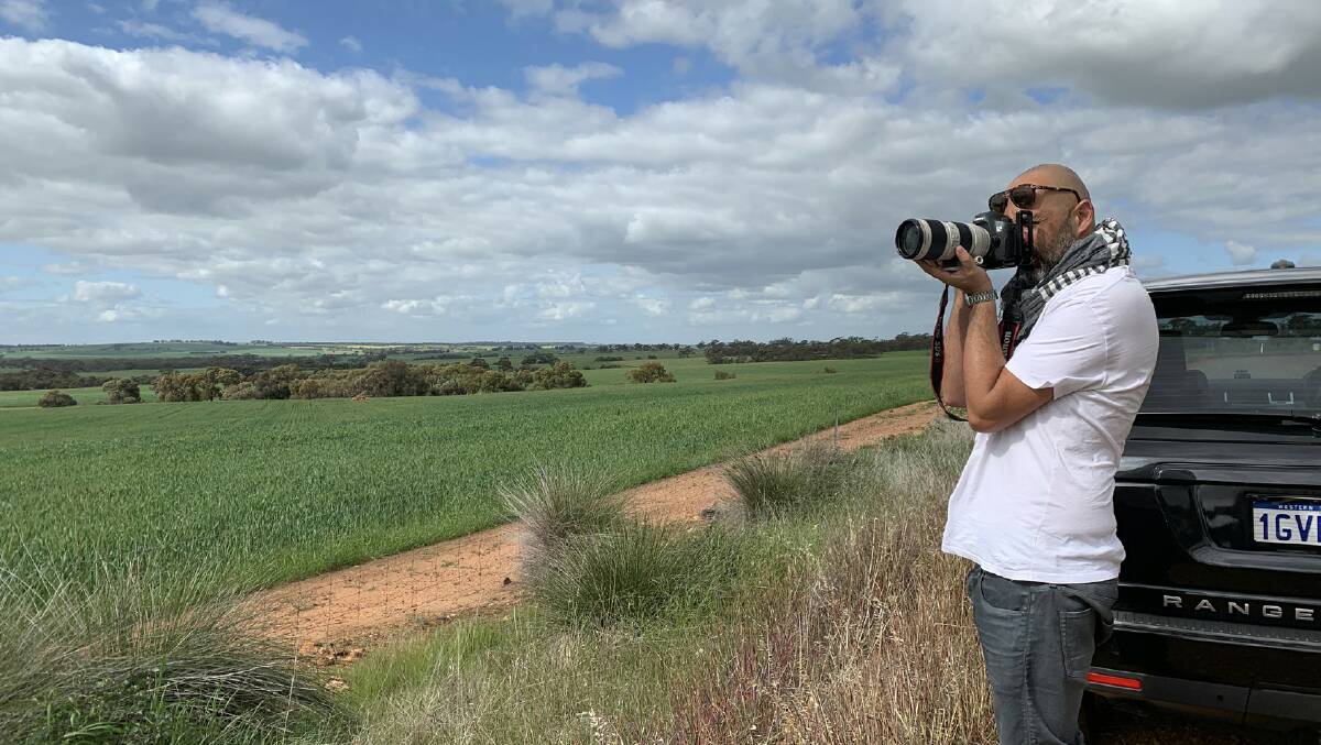 Photographer Luke Carter Wilton in the Wheatbelt shooting background images for the fertiliser campaign.