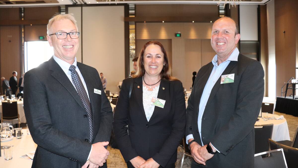 Planfarm managing director Graeme McConnell (left) with Christine Storer and Chris Antonio, from Charles Sturt University, New South Wales.