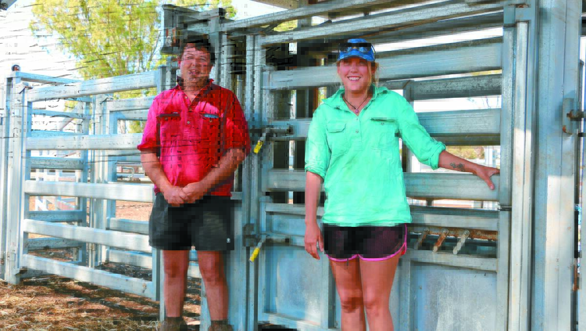 Epasco Farms farm manager Nick Ruddenklau and Epasco Farms cattle overseer Amelia Quaife, Condingup, with the purpose-built cattle crush that is designed for effective cattle handling and welfare.