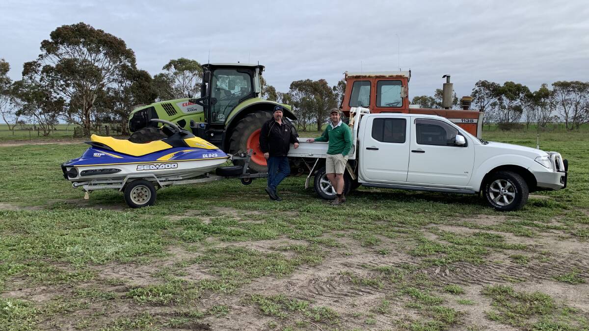 Jerramungup Future Fund president Dave Edwards (left) and vice president Kyran Brooks with some of the items that will be offered in the inaugural Jerramungup Future Fund Community Auction.