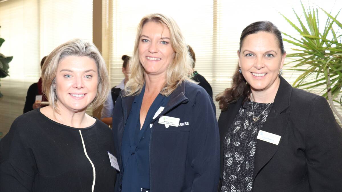 Louise Cashmore (left), Reality Consulting, WAFarmers corporate operations manager Melanie Toluca and Department of Education principal consultant, agricultural education, Alysia Kepert.