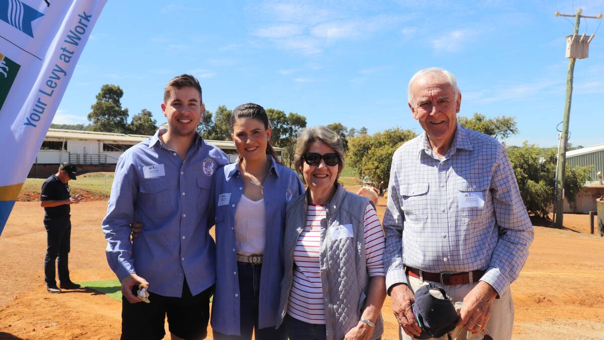 Brady Flockart (left), Oaklee Partridge, daughter of field day co-hosts Michael and Leanne Partridge and her grandparents Carol and Rod Downes, Brunswick Junction.