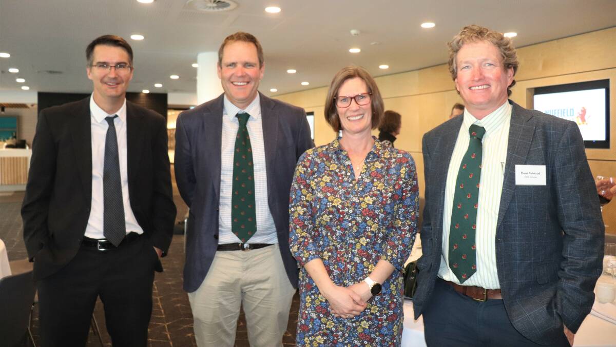 Byfields director Craig Lane (left), 2000 Nuffield scholar Andrew Fowler and wife Marie, Esperance and 2006 Nuffield scholar Dave Fulwood, Cunderdin. Byfields was a sponsor of the Nuffield WA annual luncheon.