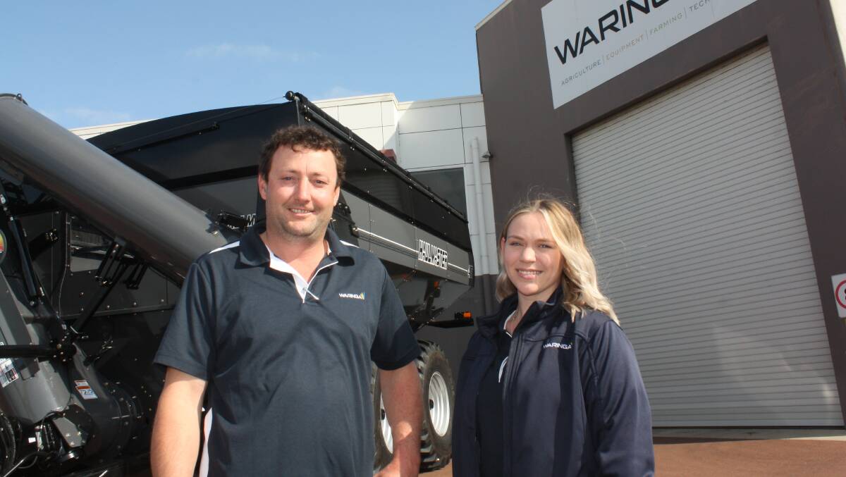 Waringa general manager Sam Abbott insisted Torque take his photo in front of this new Elmer Haulmaster chaser bin last week with the company's marketing and digital recording co-ordinator Rachel Clarke, who happens to be a former Farm Weekly employee. No arm twisting was required. 