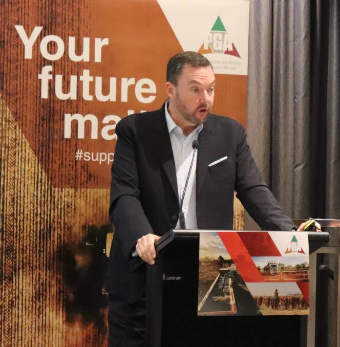 Croplife chief executive Michael Cossey speaking at the PGA 2019 Convention on future proofing agriculture.