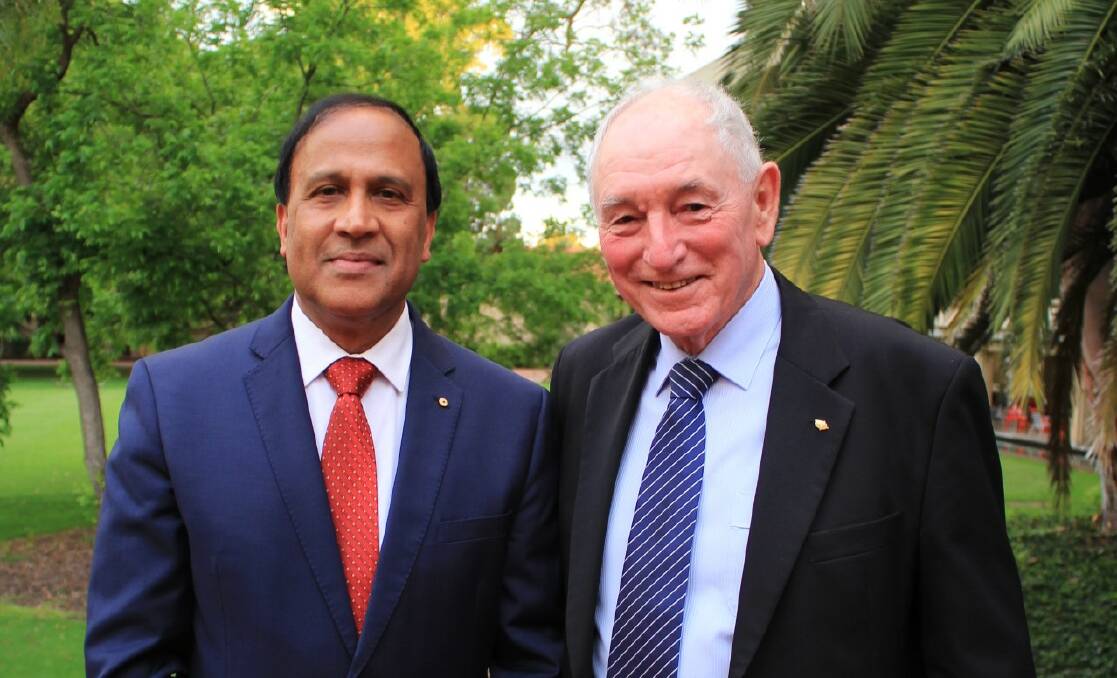 UWA professor Kadambot Siddique (left) and Dr Graeme Robertson who presented a lecture on food security in WA last month. Photo by The UWA Institute of Agriculture.