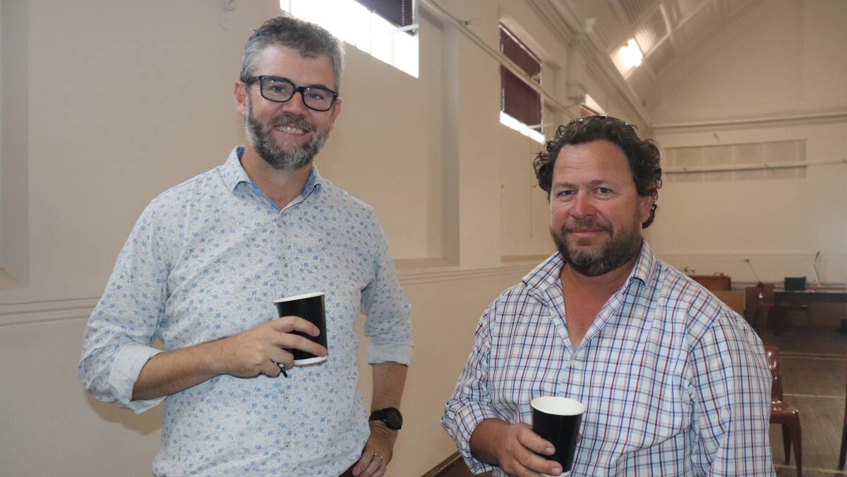 Wheatbelt Development Commission chief executive officer and district recovery co-ordinator Rob Cossart (left) and Steven Bolt, Corrigin.