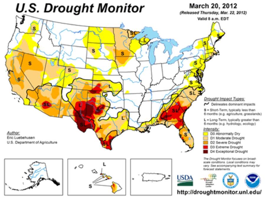 Chart 3: The US drought monitor at the same time in 2012.