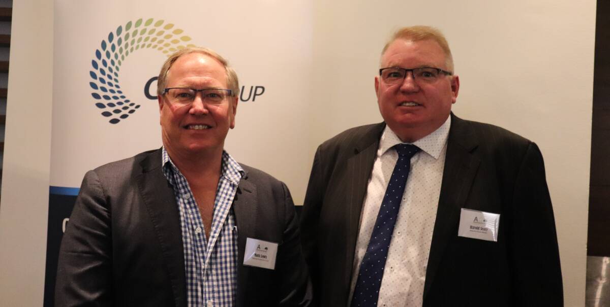 Regional Investment Corporation director Mark Lewis (left), with Beaufort River Meats and Hillside Meat Processors livestock manager Harold Sealy.