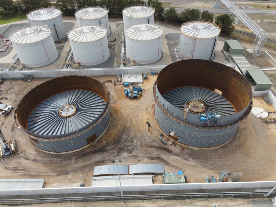 New liquid fertiliser storage tanks are being constructed at Coogee Chemicals, Kwinana.