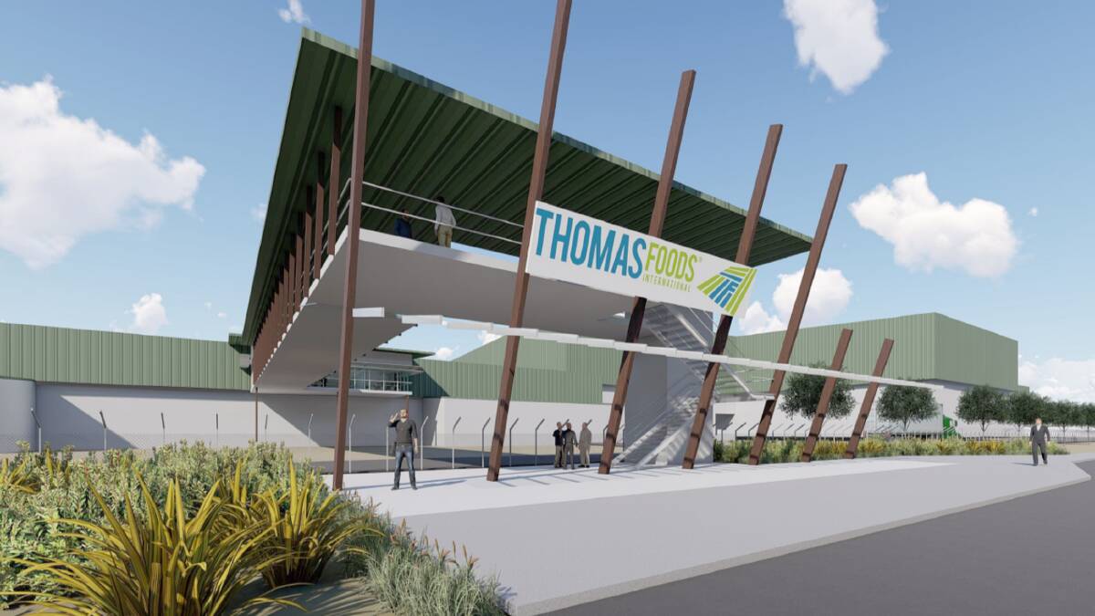 An artist impression of Thomas Foods International's planned new meat processing facility to be built at Murray Bridge, South Australia. Photo supplied.