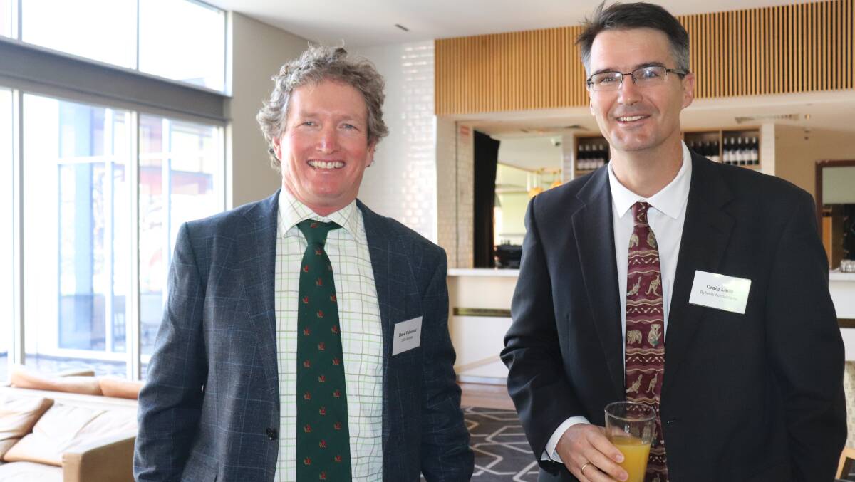 Cunderdin farmer, Nuffield Australia board member and 2006 scholar Dave Fulwood (left) with Craig Lane from Byfields Perth and Merredin.