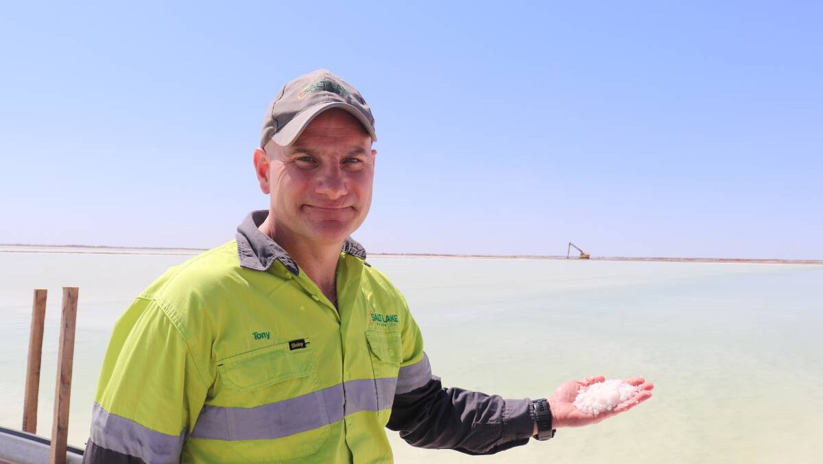 Salt Lake Potash managing director and chief executive officer Tony Swiericzuk at one of the company's three evaporation pond trains on Lake Way near Wiluna. The company has strengthen its board with the addition of directors who have potash and project development and production experience.