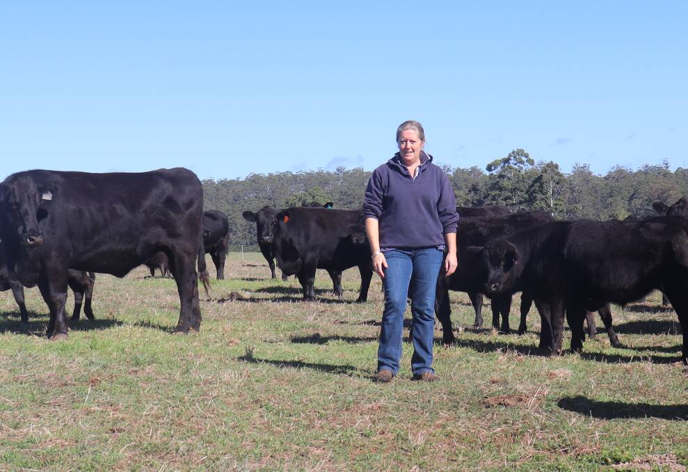 Lisa Roche with some of the family's Angus breeders at Pemberton.