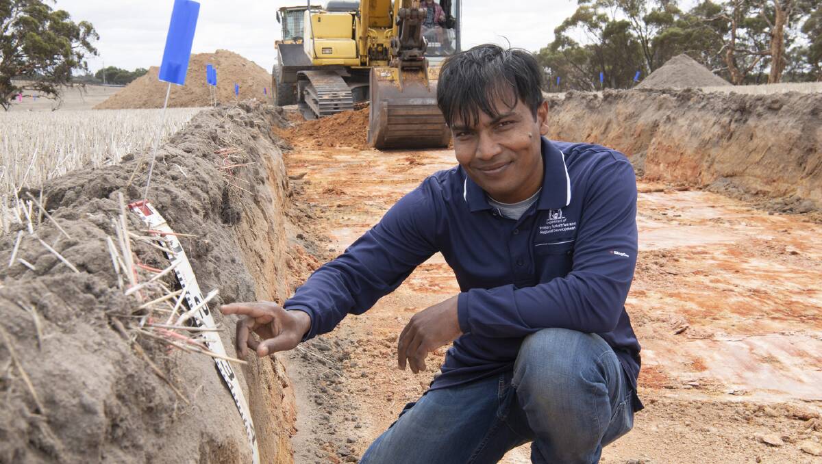 Department of Primary Industries and Regional Development soil scientist Dr Gaus Azam in a trial plot at Meckering, where blue sky reengineering research is breaking barriers to yield potential.