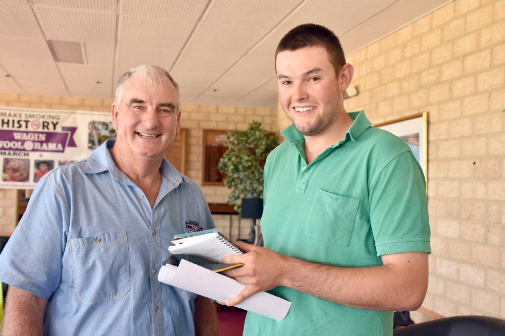Make Smoking History Wagin Woolorama president Howie Ward (left) and David Lange, Wickepin, who will take over the running of the junior judging events at Woolorama.