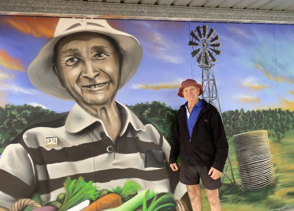 Long-serving Waroona Agricultural Society member John Marchetti in front of the pavilion that bears his name. Mr Davenport said he loves painting people and is often inspired by their stories. 