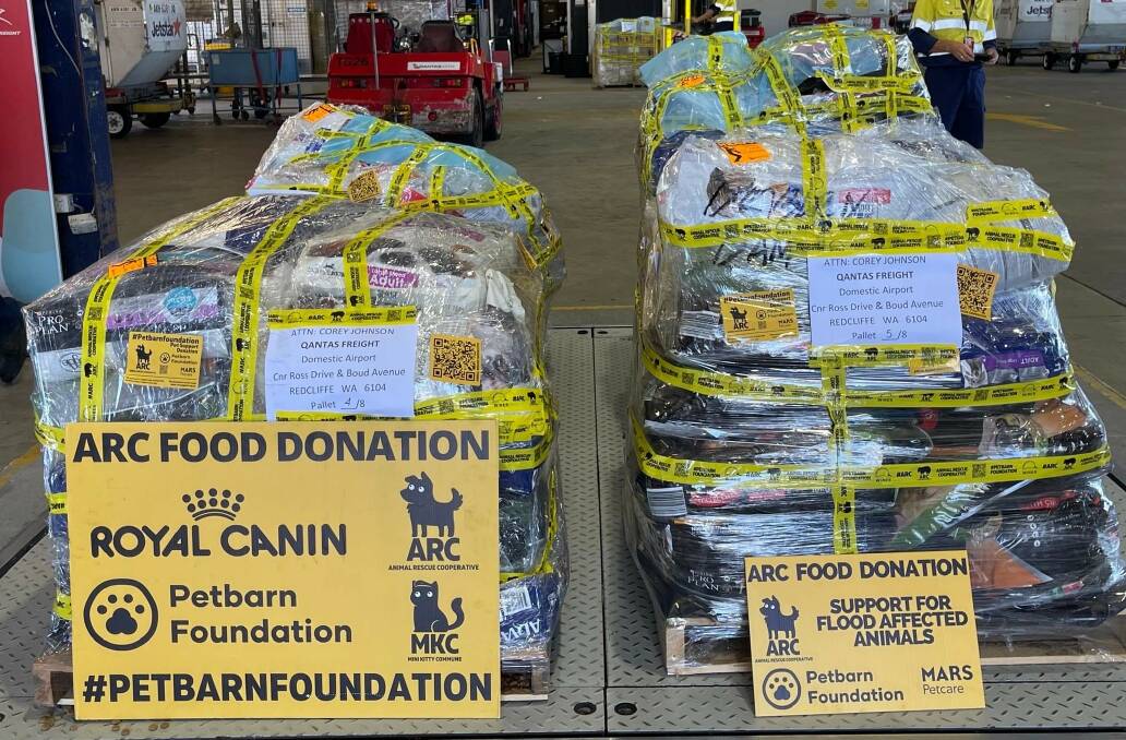 Some of the donated dog food waiting to be delivered to Fitzroy Crossing. Pictures by FISH.
